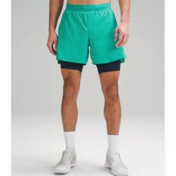 lululemon athletica Other - Lululemon Vented Tennis Short 6" Maldives Green 9" Navy Blue Liner MED #LM7AZ1S